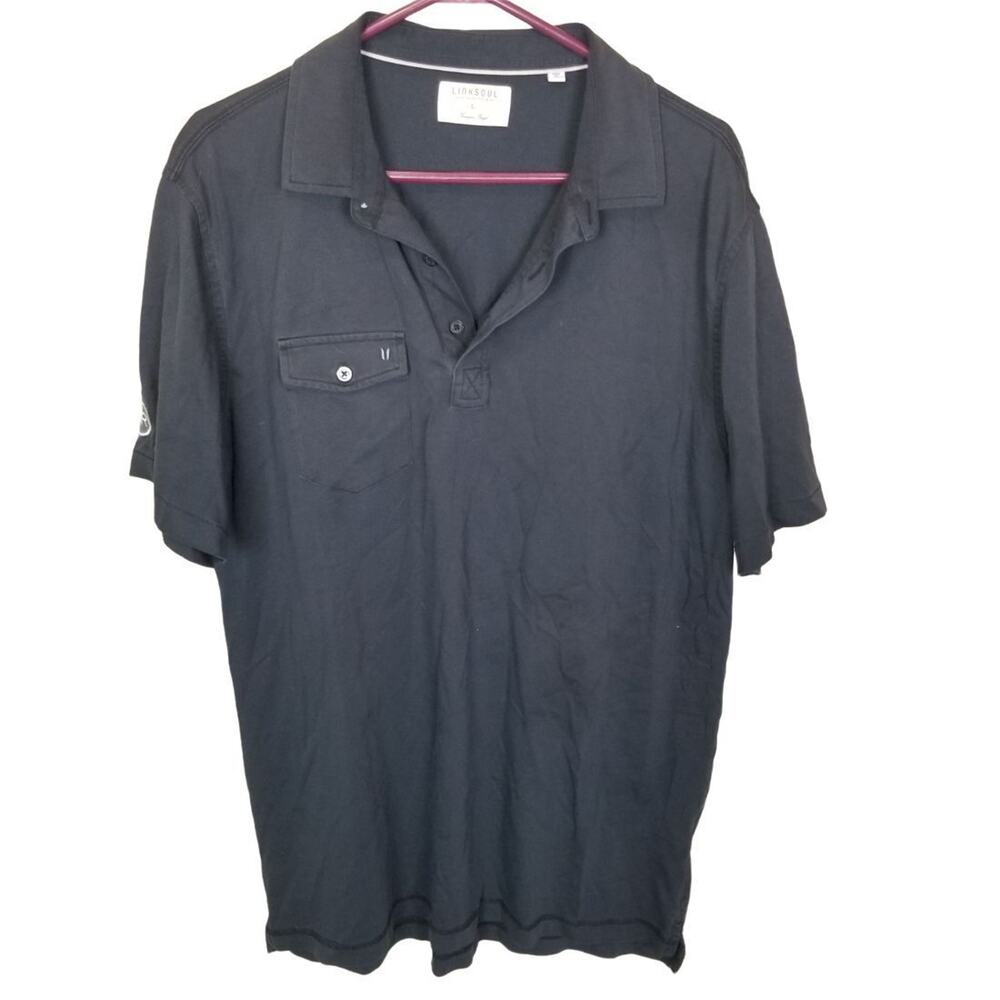 Linksoul Mens Polo Shirt L Minimalist Luxury Cotton Stretch Activewear Athletic